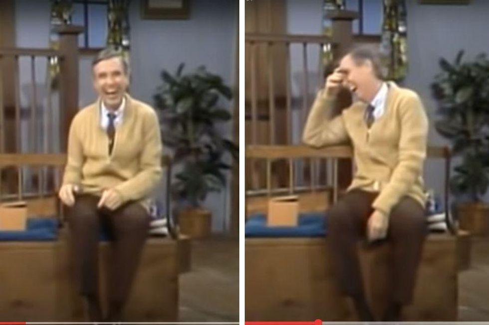 Mister Rogers' crew once pranked him during his opening song. His reaction was so very him.