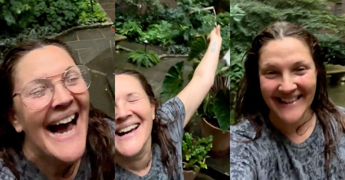 Drew Barrymore Has A Joyous Meltdown While Standing In The Rain—And Fans Are All About It