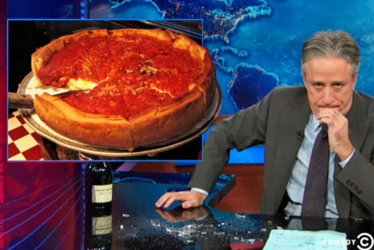 jon stewart, new york pizza, chicago pizza 