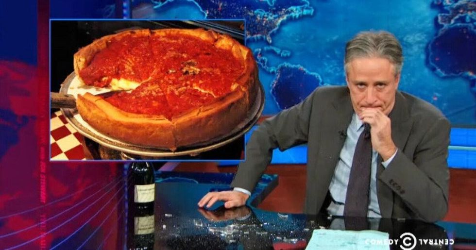 Jon Stewart’s hilariously savage 3-minute rant against Chicago-style pizza never gets old