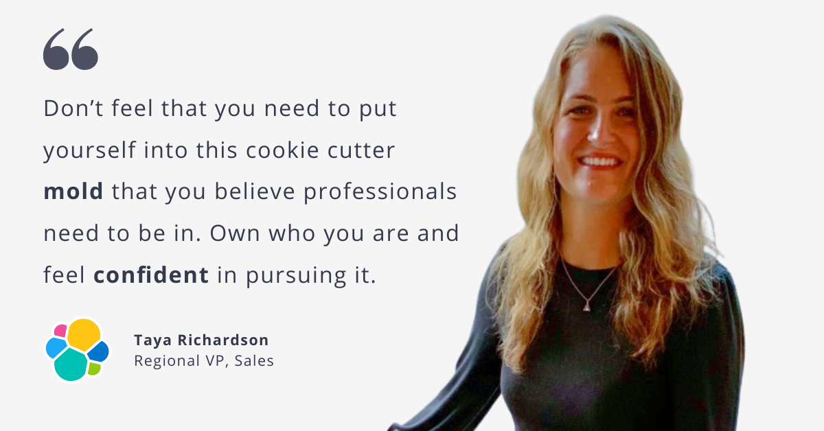 Blog post header with quote from Taya Richardson, Regional VP, Sales at Elastic