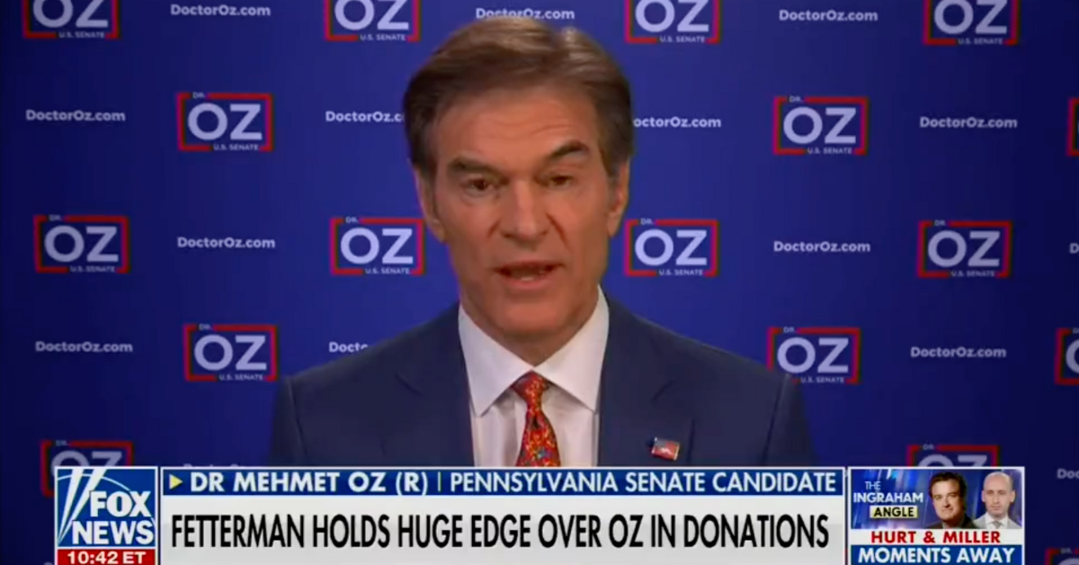Dr. Oz's Excuse For Why Supporters Aren't Donating To His Campaign Is A Glorious Self-Own