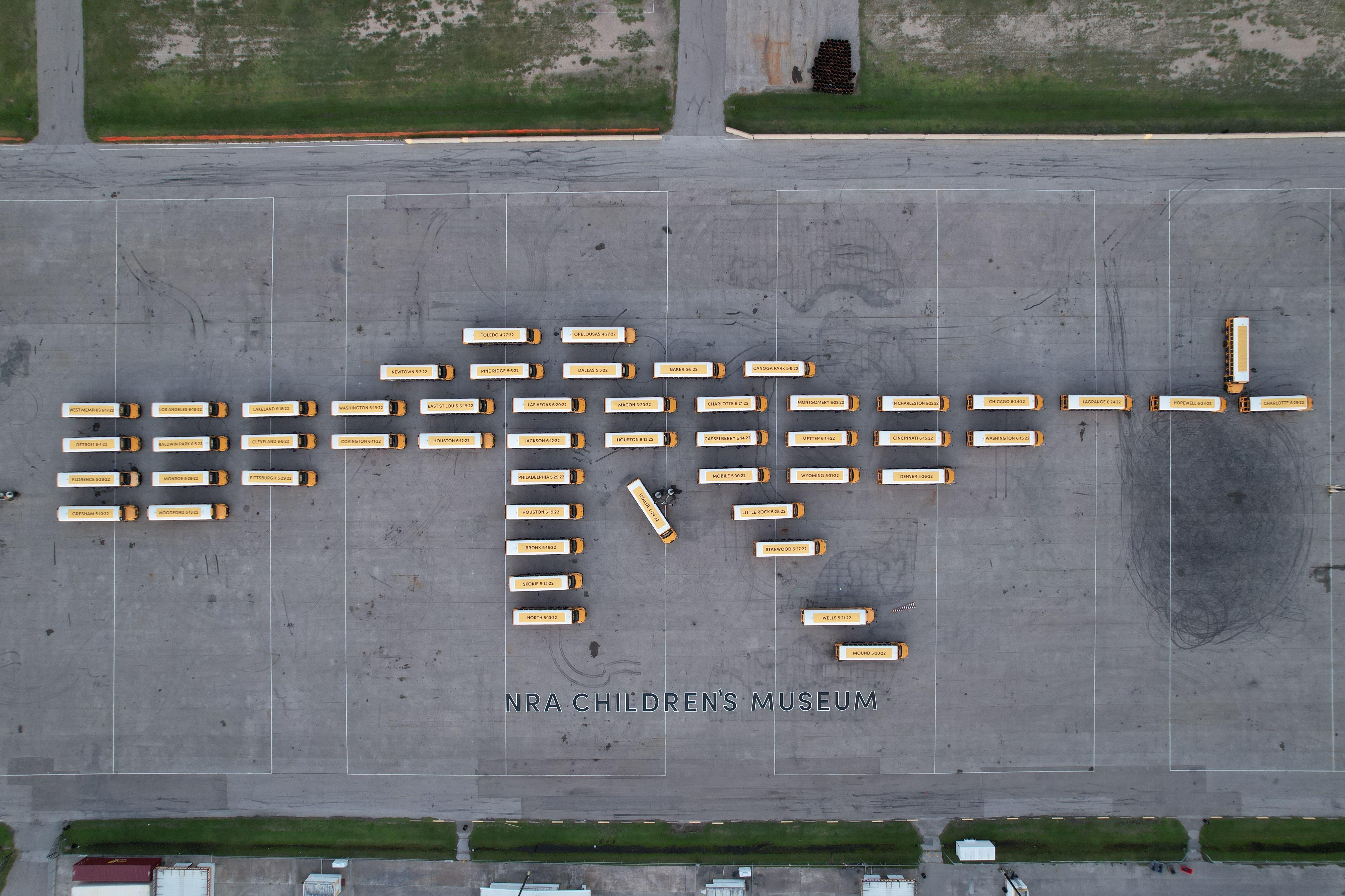 Parkland parents launch 'NRA Children's Museum' with 52 school buses—all empty but one