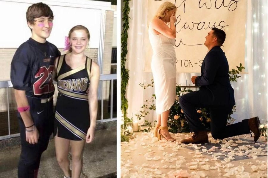 Couple as teens; getting engaged