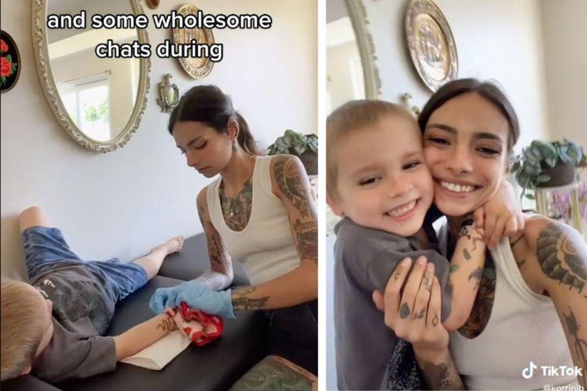 Mom creates 'tattoo parlor' for her 4-year-old son on TikTok - Upworthy