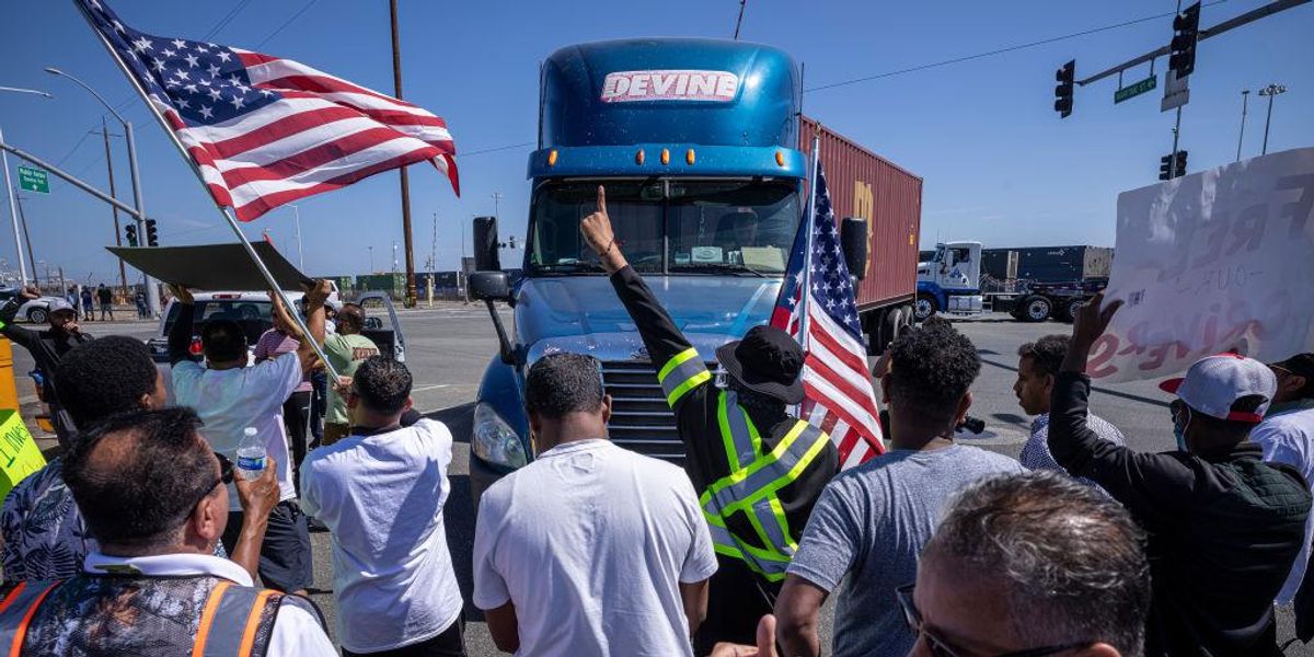Truckers shut down Port of Oakland in protest of Gavin Newsom's labor law as California's supply chain goes from bad to worse