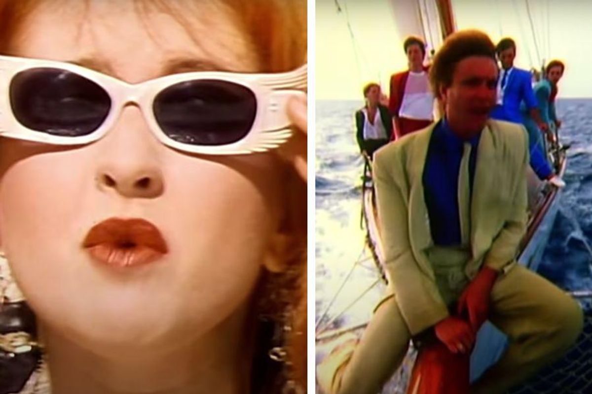 Screenshots of 80s music videos from Cyndi Lauper and Duran Duran