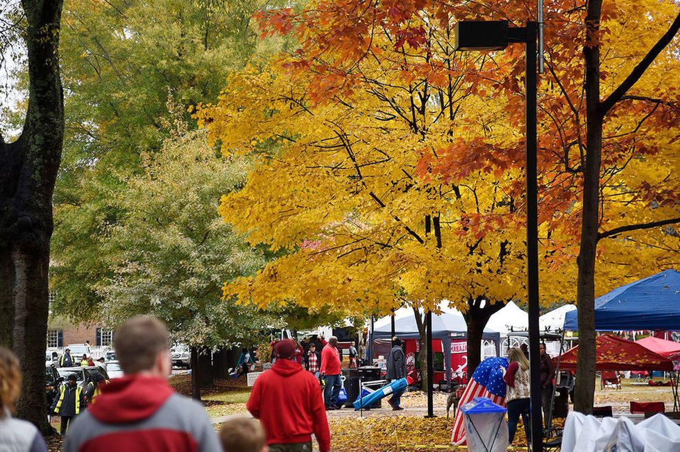 Menschen, die im Herbst an der Universität von Alabama in Tuscaloosa dicht auffahren