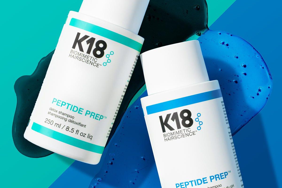 Two bottles of K18 pH shampoo