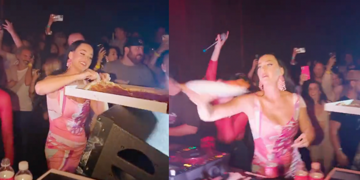 Katy Perry Tried To Casually Fling Slices Of Pizza Into A Nightclub Crowd—And It Didn't Go So Well