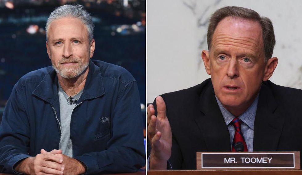 Toomey sets Jon Stewart straight explains how Dems are using the oldest trick in Washington on PACT Act
