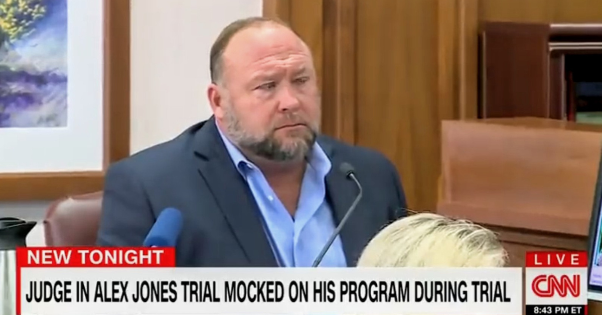 Alex Jones Caught Lying In Court Over 'Judge On Fire' Meme He Keeps Posting