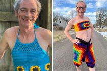 Dad wins the internet by modeling daughter's crochet crop tops - Good  Morning America