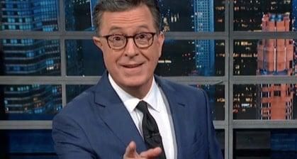 Endorse This! Colbert Scolds Trump For Bad Bathroom Behavior