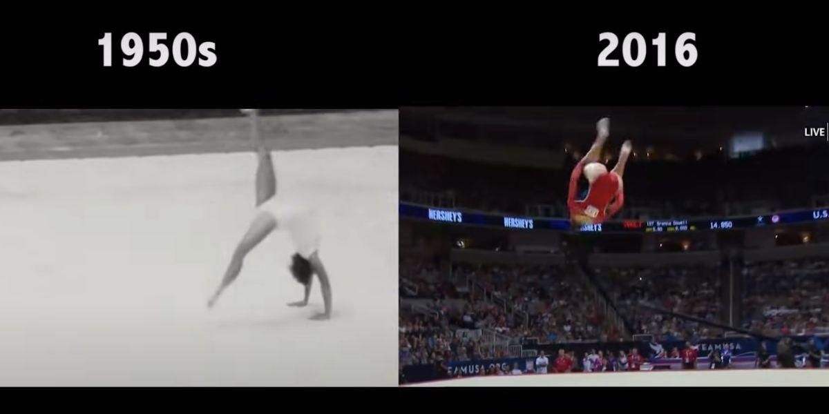 Video shows the evolution of gymnastics skill over the decades - Upworthy