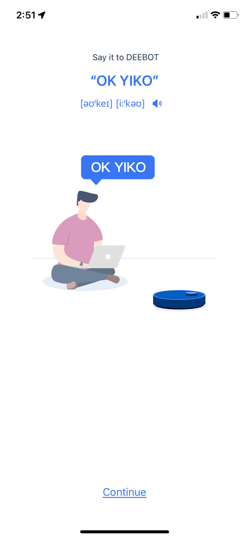 setting up voice commands for Yiko in ecovacs app