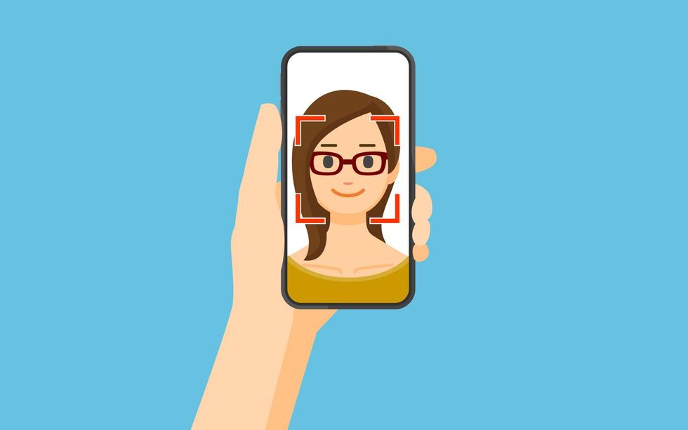 an illustration of facial recognition on a smart phone