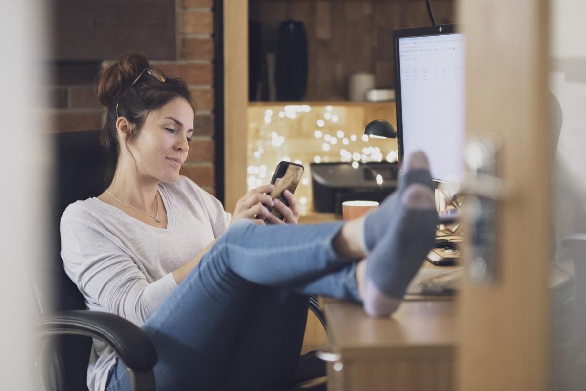 a woman on her smartphone