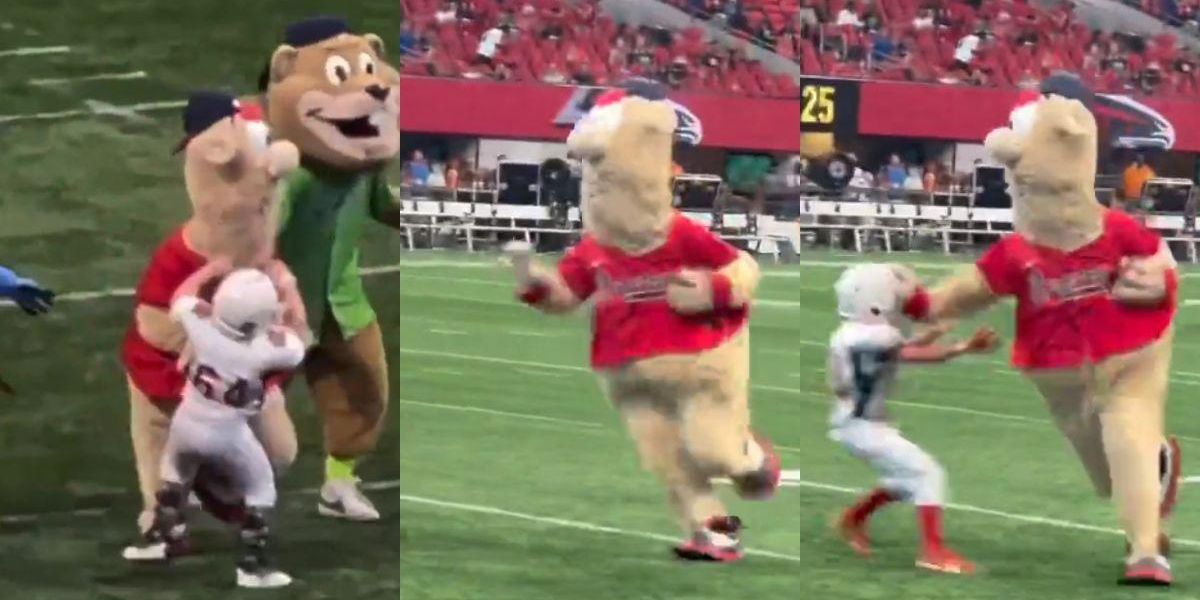 Atlanta Braves Mascot Blooper Mows Down Peewee Football Players: VIDEO ...