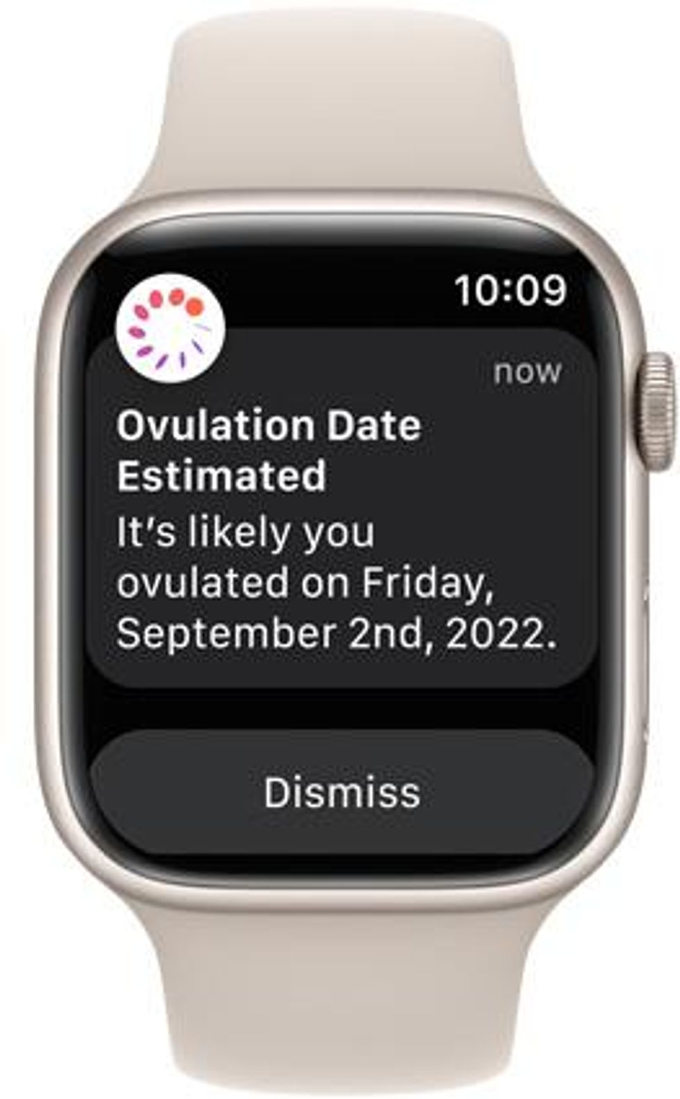A photo of new Apple Watch 8 showing new Ovulation tracking feature
