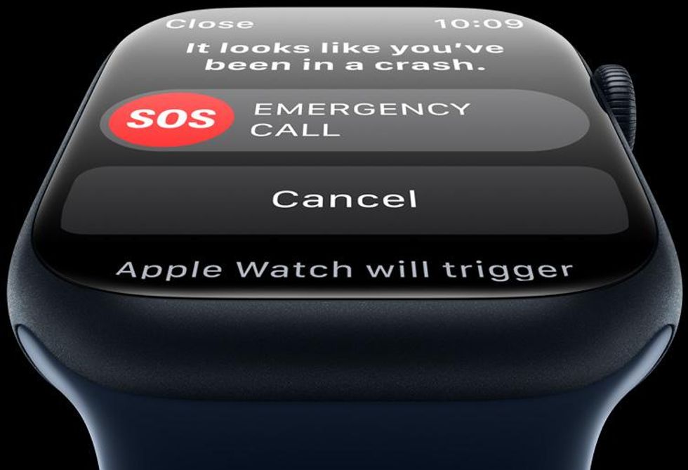 A photo of Apple Watch 8 with Car Crash Detection the screen