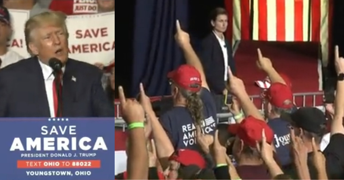 'Heil Trump' Trends After Clip Of Rallygoers Raising Their Hands To Trump As Creepy Song Played Goes Viral
