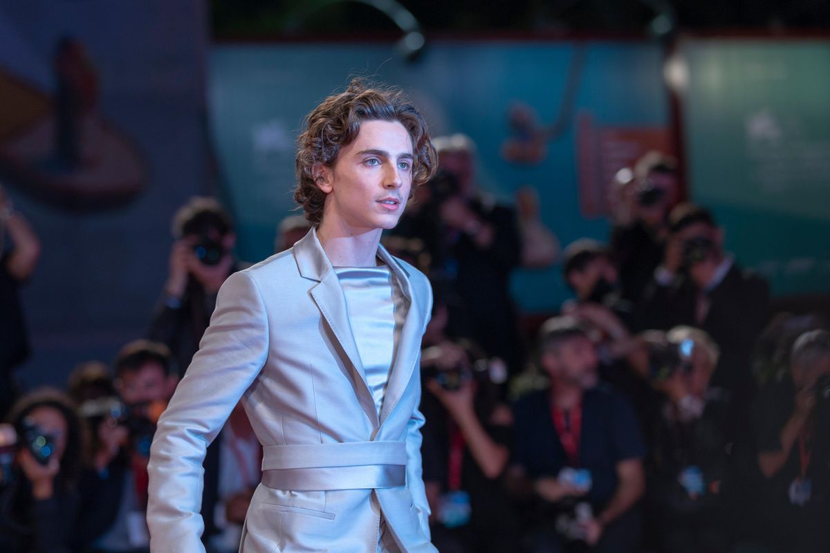 Timothee Chalamet in Haider Ackermann at the Venice Film Festival
