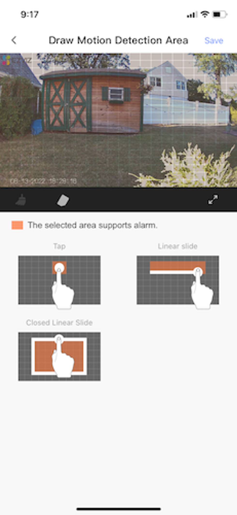 a screenshot of Ezviz app on how to draw detection areas in app