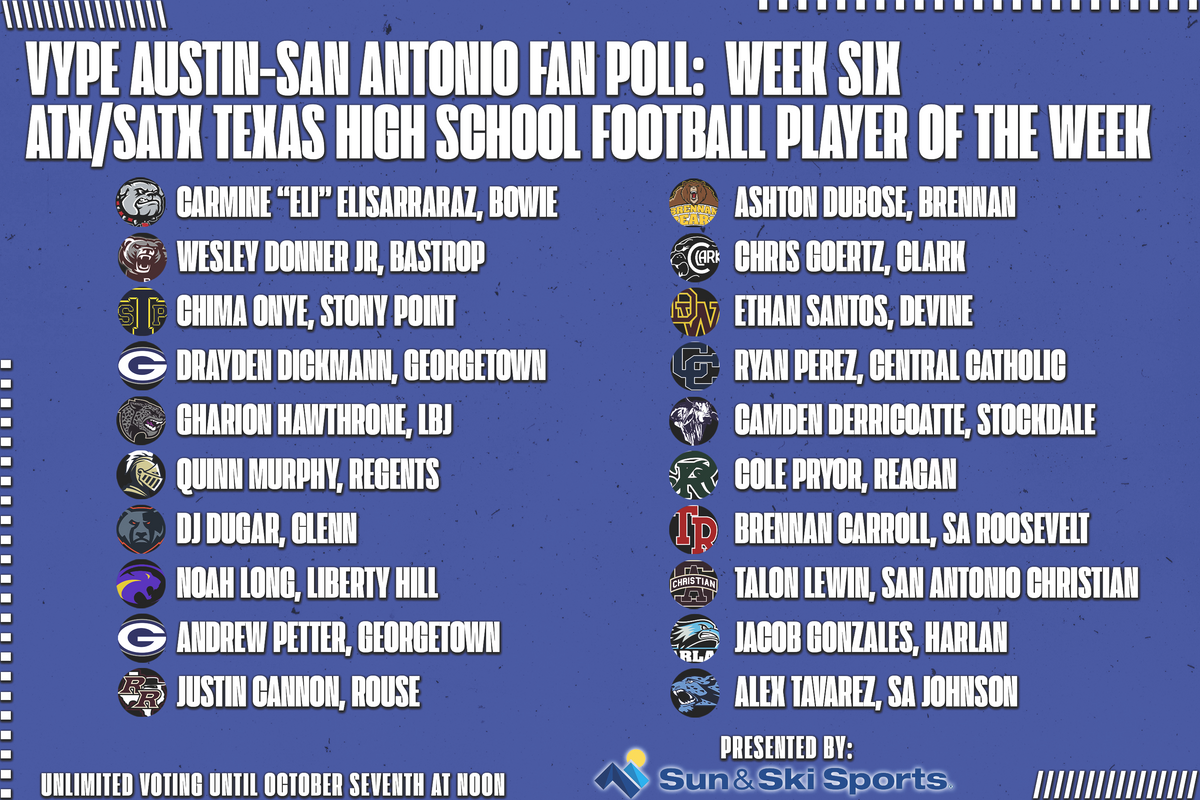 VYPE Austin-San Antonio Football Player of the Week Fan Poll - Week 6 (10.4.22)