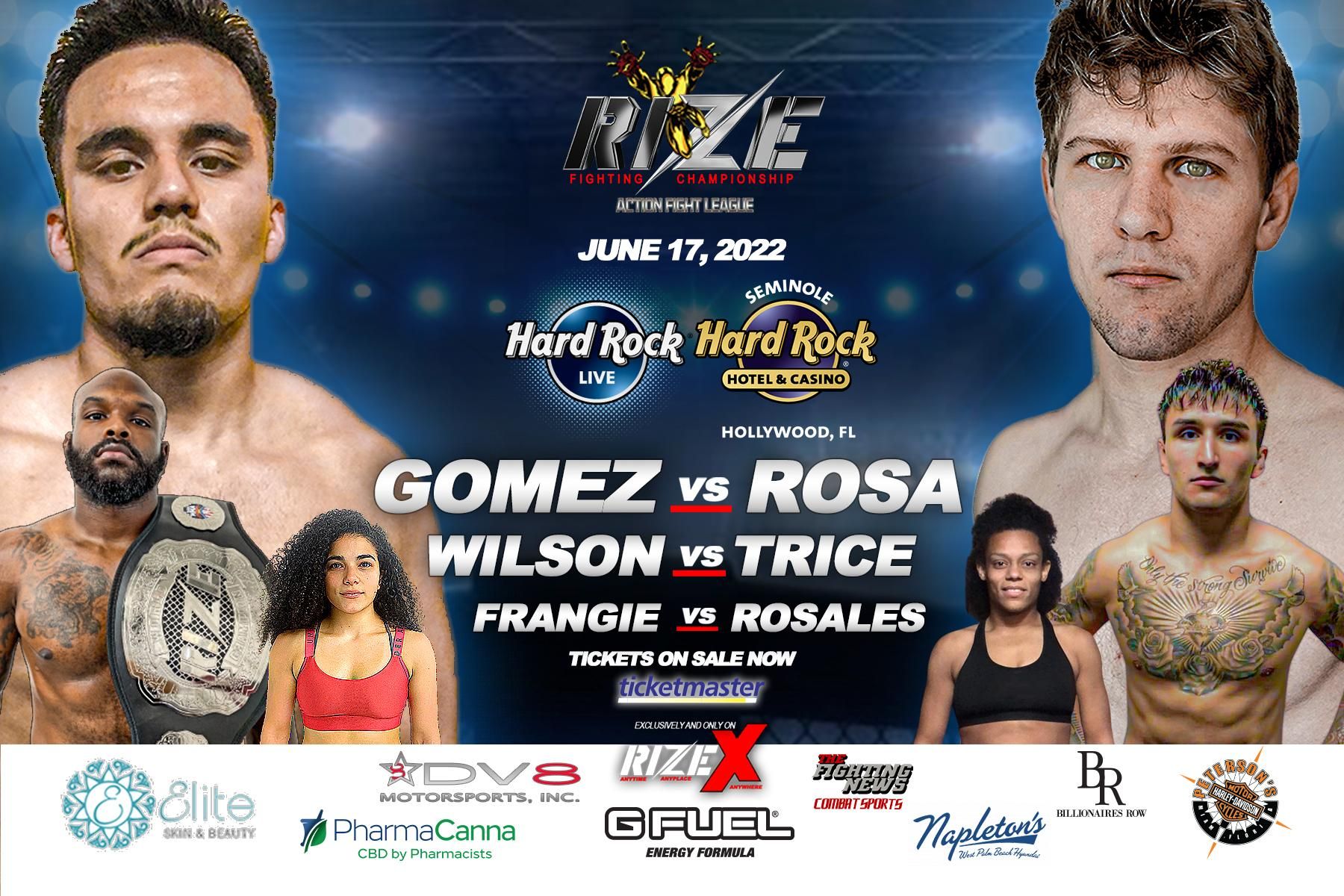 CEO of RIZE Fighting Championships Armando Gonzalez is bringing LIVE MMA to HardRock LIVE in the Hardrock Hotel & Casino in Hollywood Florida June 17th