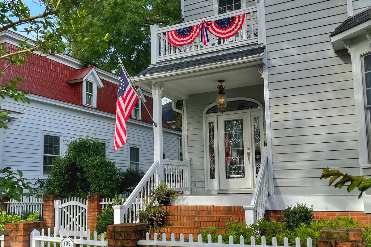 American flag, Fourth of July, friends and family, decorating