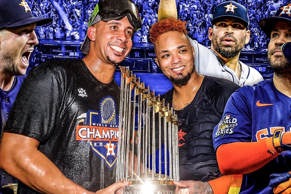 Houston Astros Alex Bregman, Michael Brantley, Martin Maldonado, Jose Urquidy, Jose Altuve