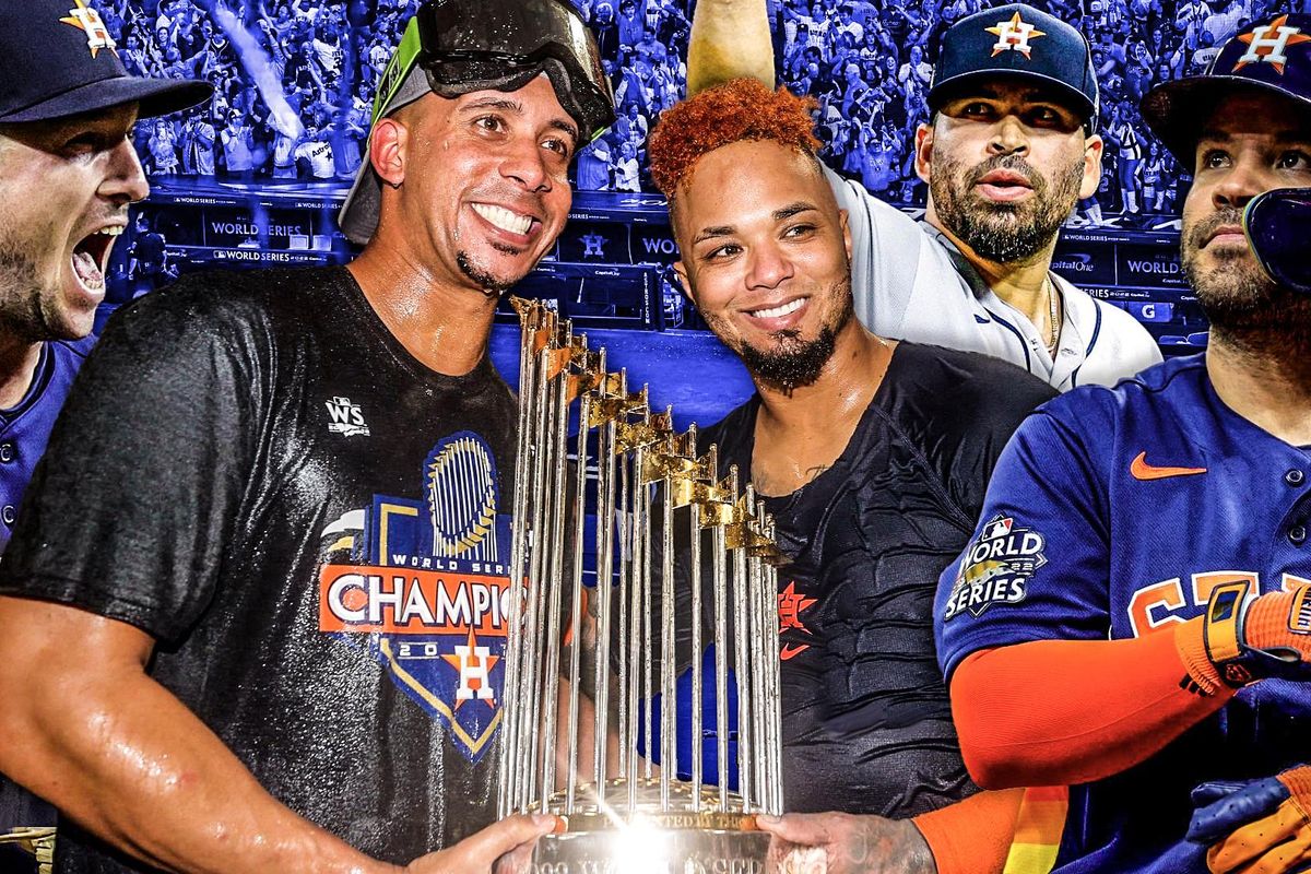 Astros Alex Bregman, Michael Brantley, Martin Maldonado, Jose Urquidy, Jose Altuve