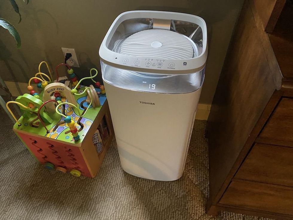 a photo of Toshiba Smart Air Purifier with Alexa Voice System