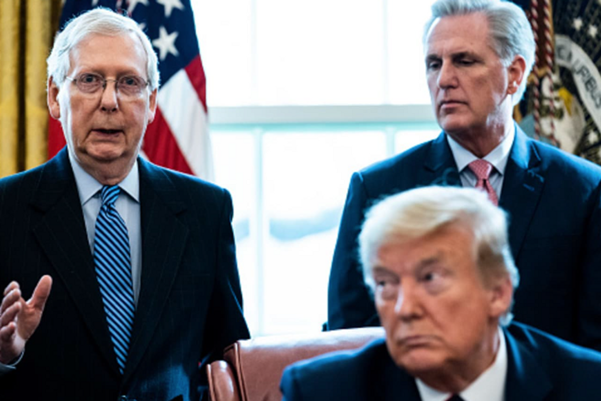 Mortified Mitch And Cowering Kevin, GOP 'Leaders,' Are Paralyzed By Trump