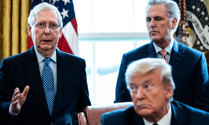 Mortified Mitch And Cowering Kevin, GOP 'Leaders,' Are Paralyzed By Trump