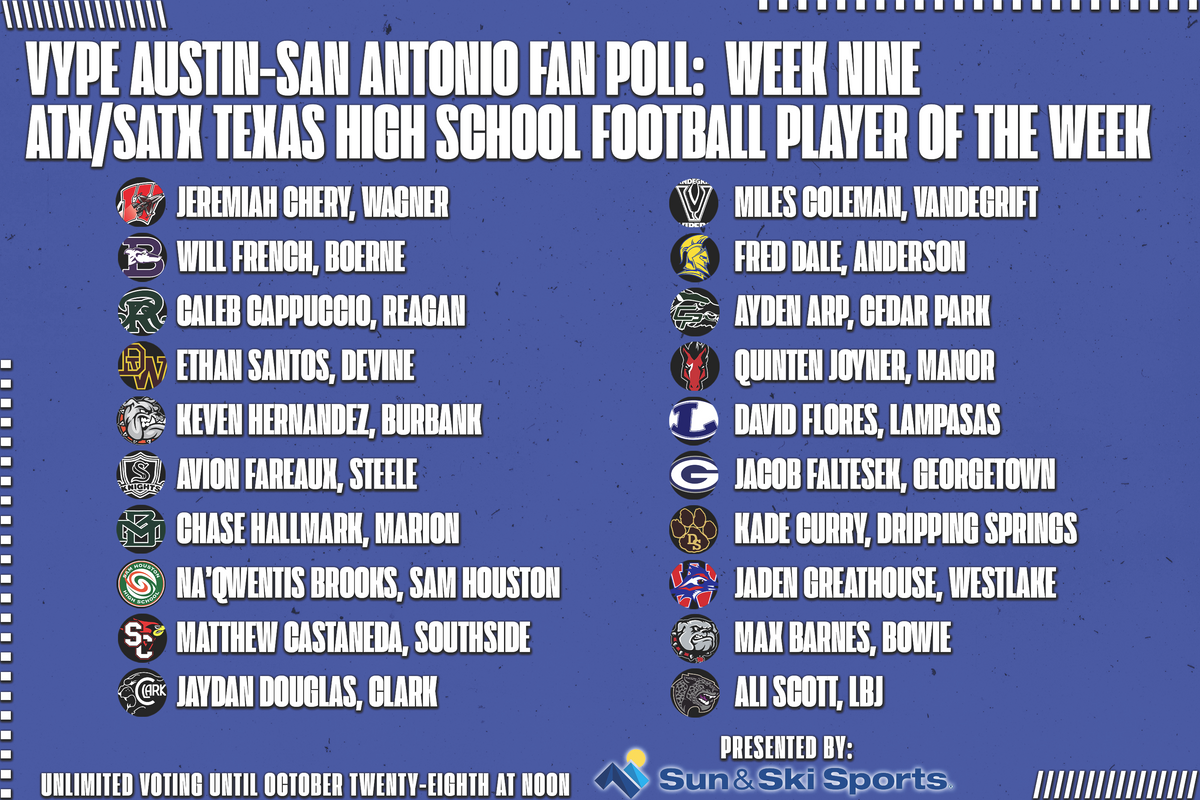 VYPE Austin-San Antonio Football Player of the Week Fan Poll - Week 9 (10.25.22)