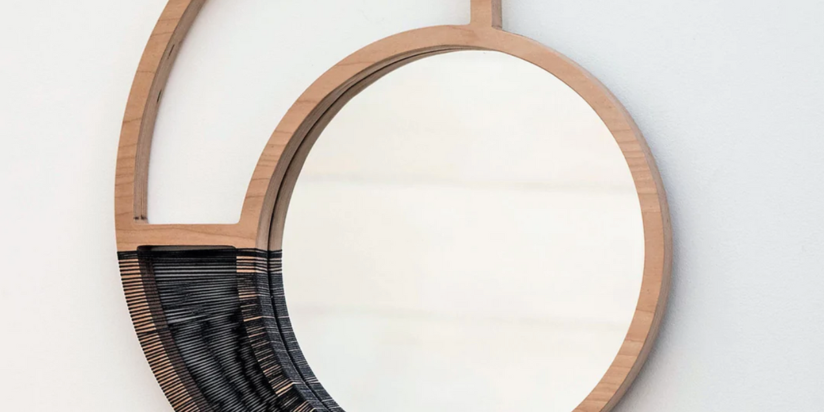 Woven Natural Wood Wall Mirror