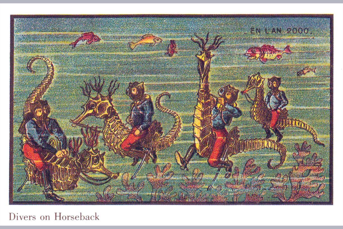 fanciful drawing, seahorse, mutation, future tripping