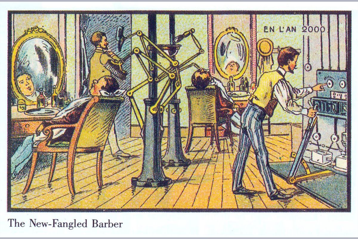 robots, barber, technology, advancement, society