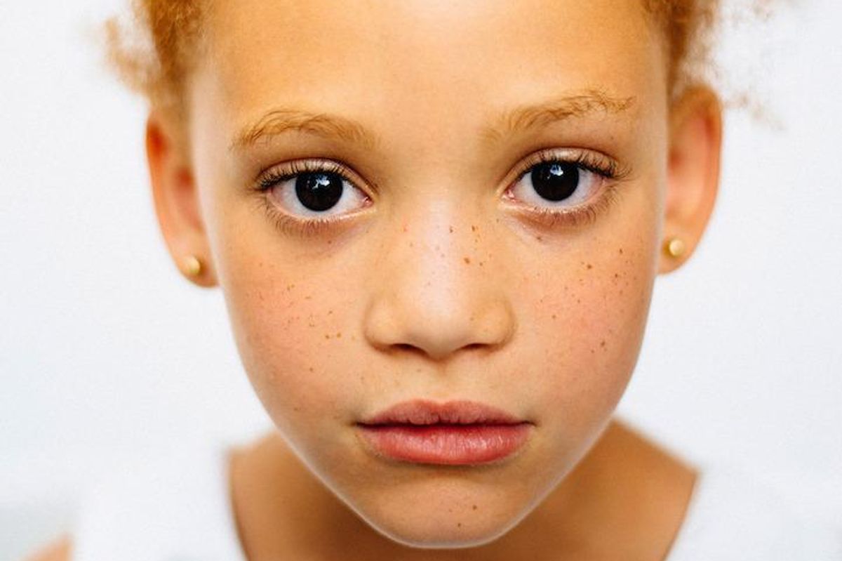biracial, light-skinned, freckles, red hair, photography