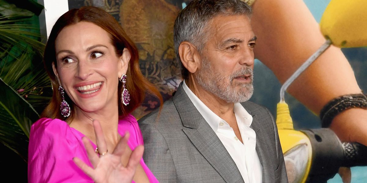 Julia Roberts Stans George Clooney In a Dress Covered With His Face