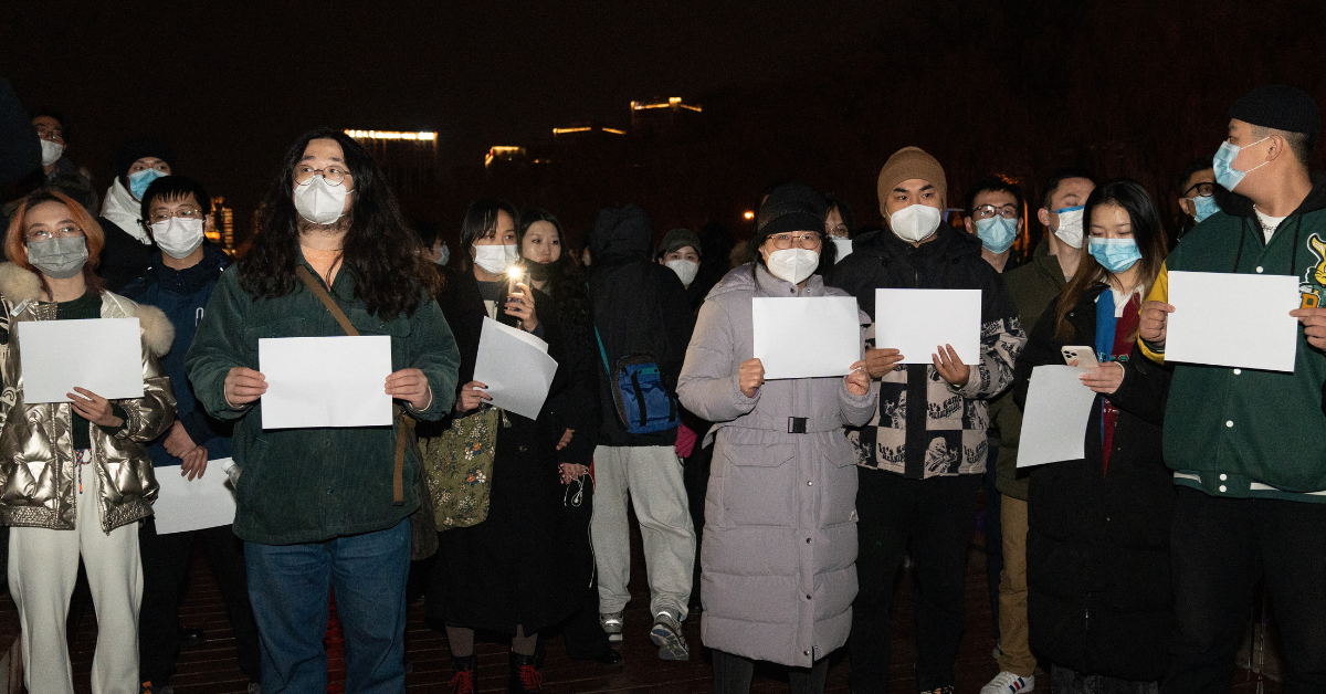 Zero-COVID policy protesters in Beijing, China