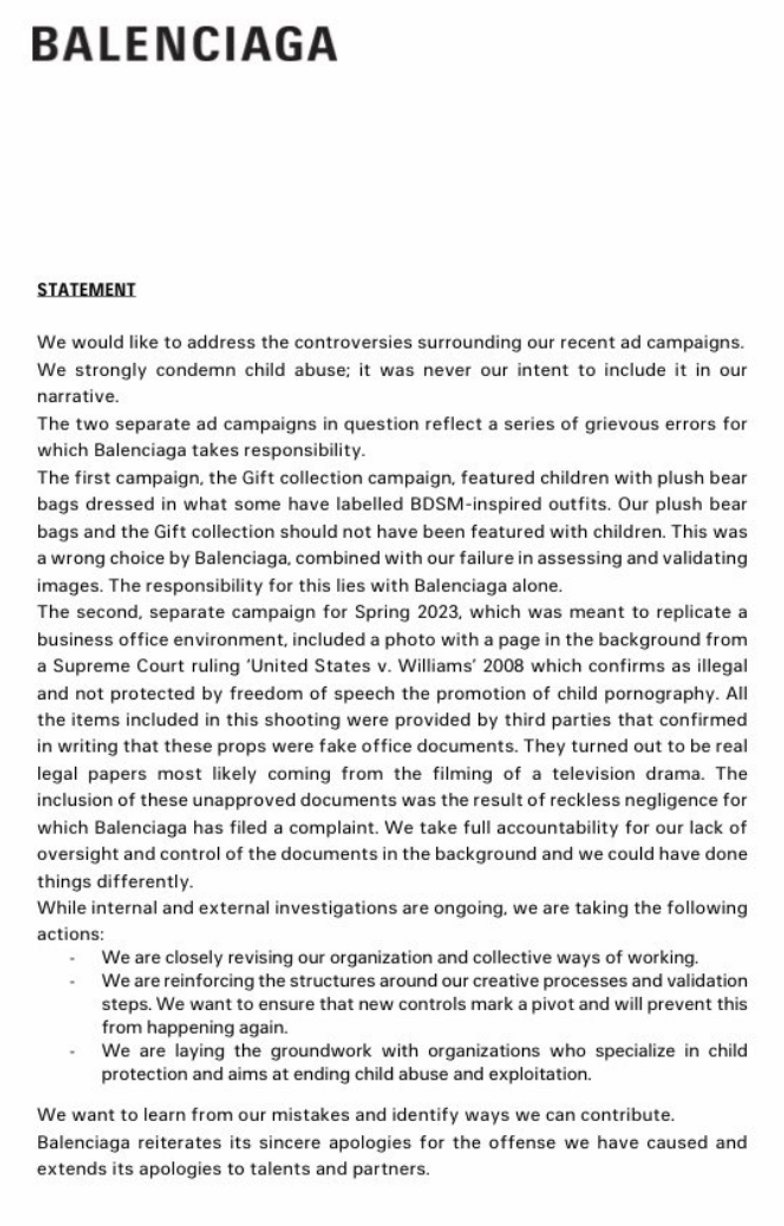 Balenciaga designer, CEO apologize for controversial ad campaign featuring  children