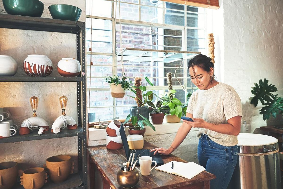 a photo of a woman running a small business