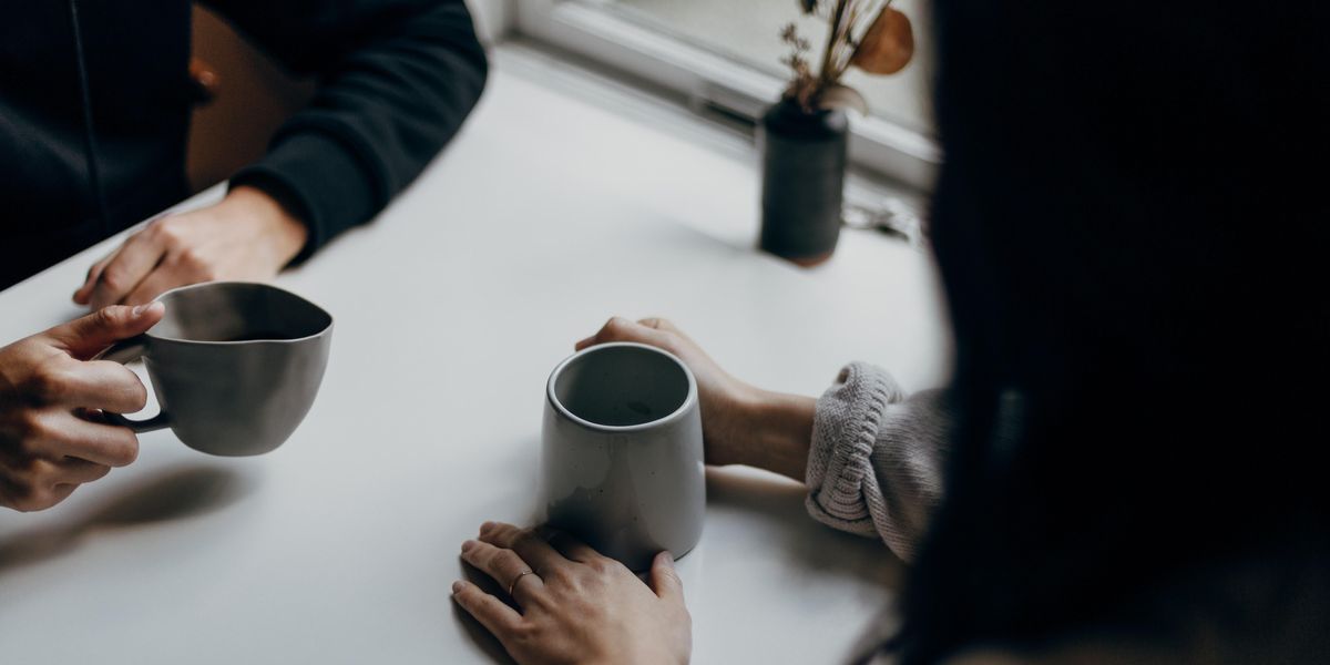 Man and woman enjoying coffee