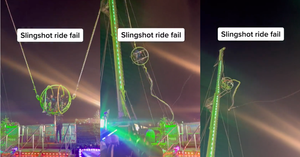 screenshots of slingshot ride malfunction