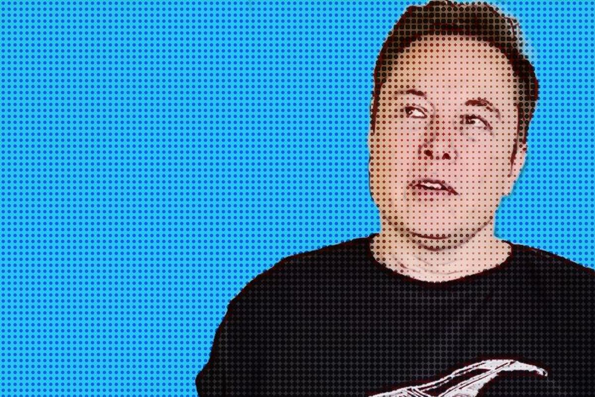 Elon Musk on blue background