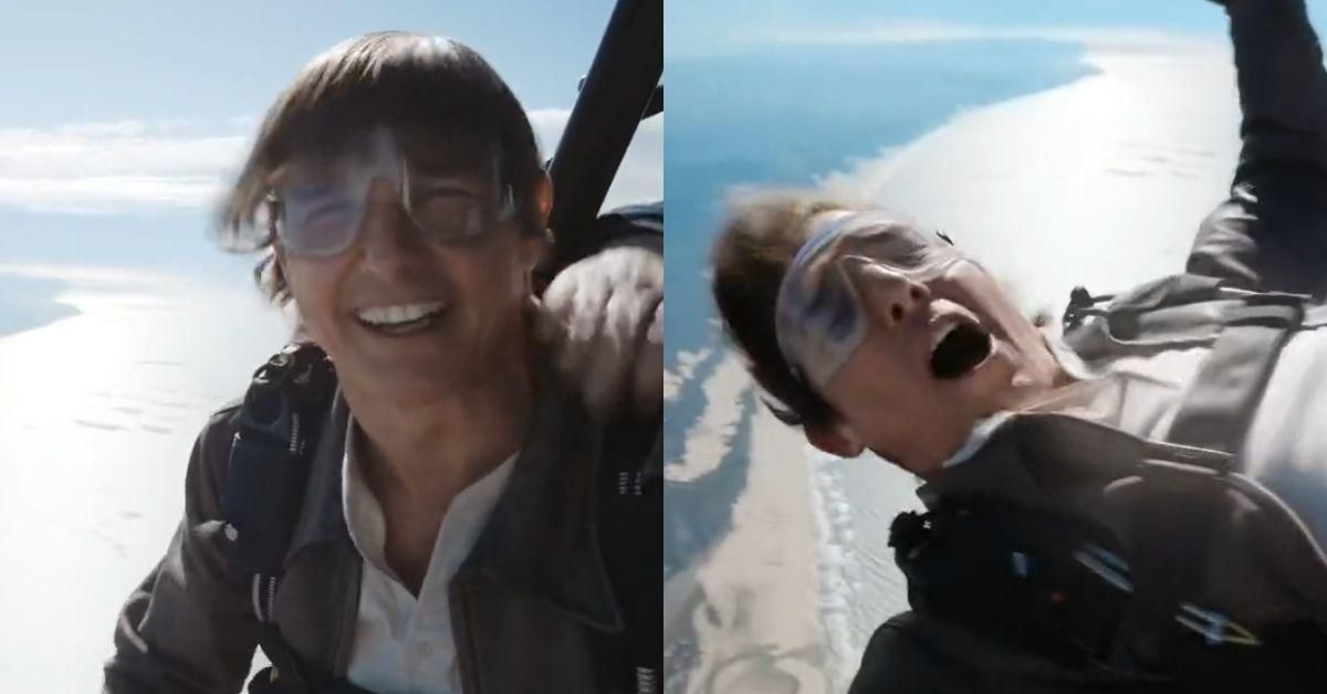 Screenshots of Tom Cruise about to skydive