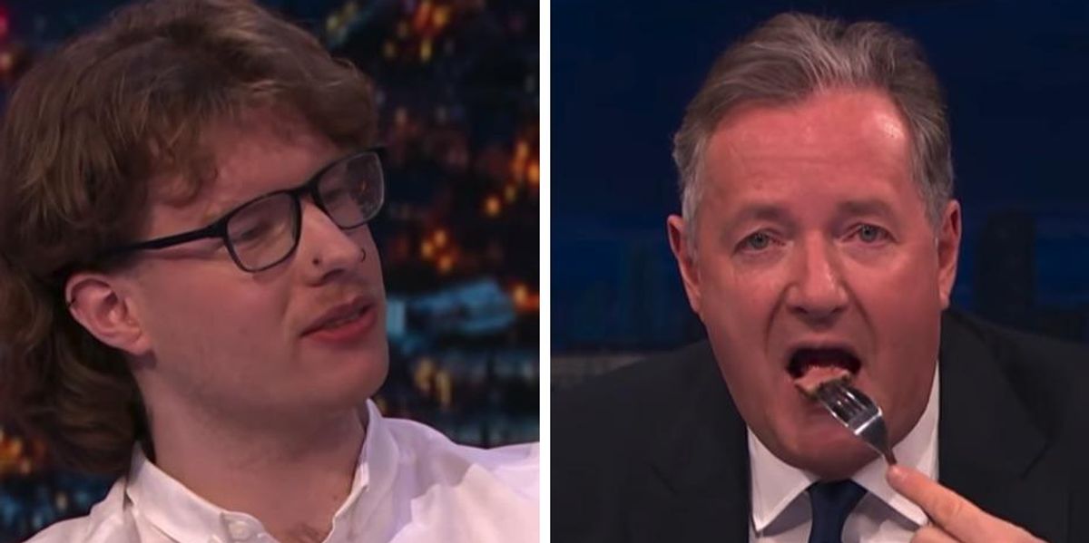 Piers savagely eats juicy steak while interviewing vegan